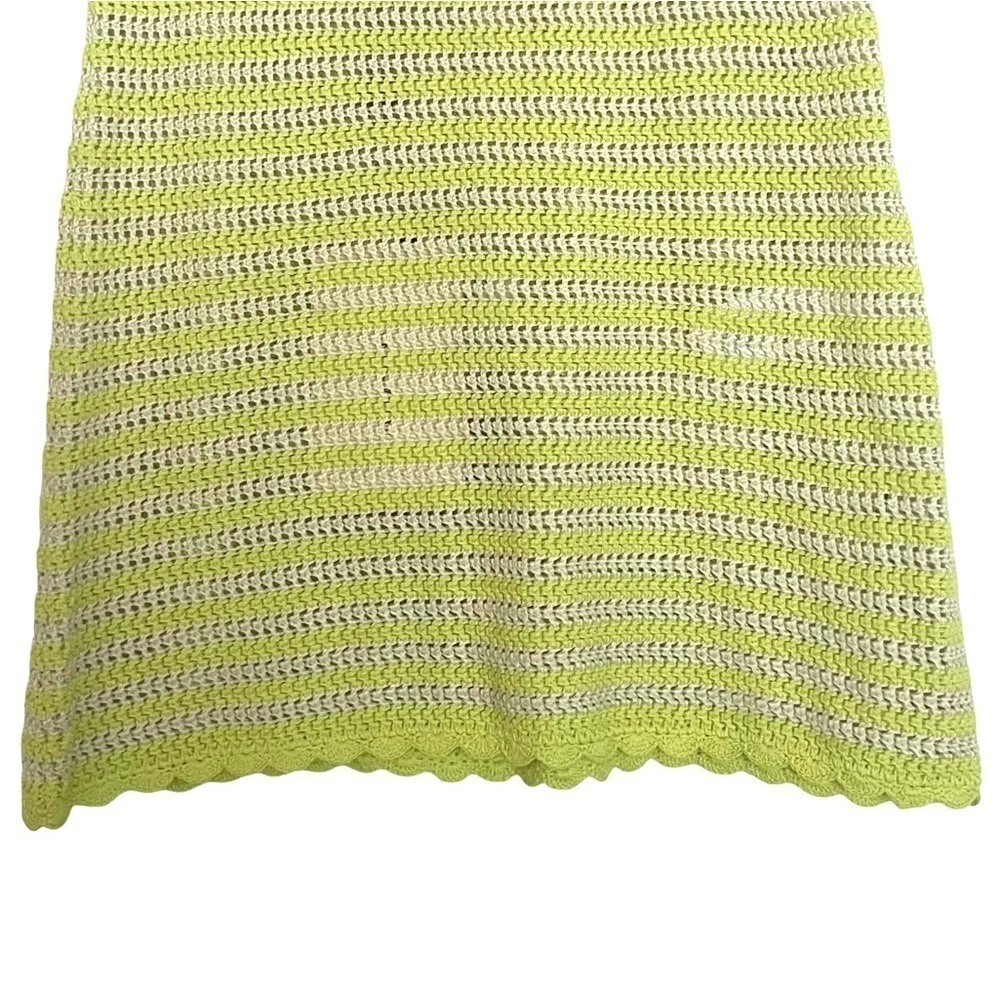AlexaChung Lime Ivory Stripe Crochet Effect Mini Skirt NWT Small - Picture 7 of 12